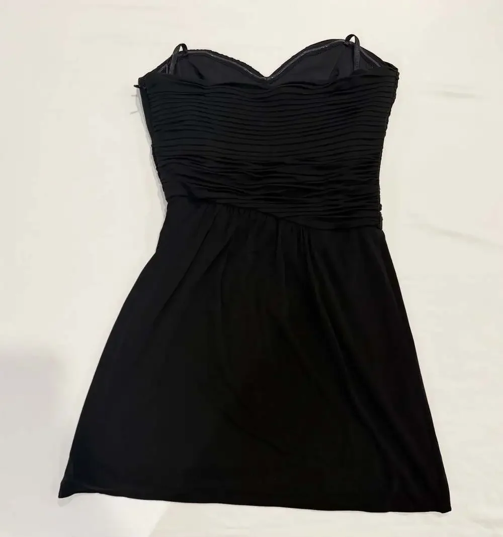 BCBGMAXAZRIA Strapless Dress Size 2 Black Ruched Sweetheart